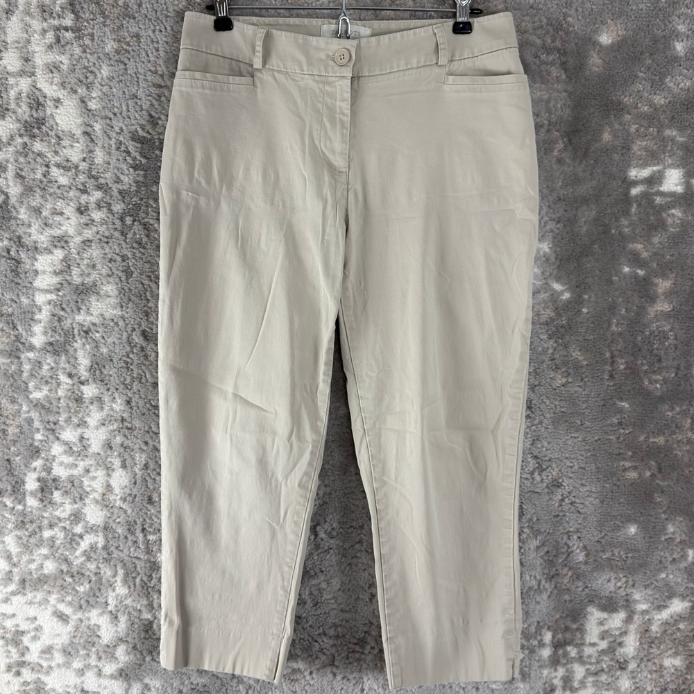 Talbots Petites Size 6p Chino Casual Capri Crop Pants Beige Sleeveless Women‎